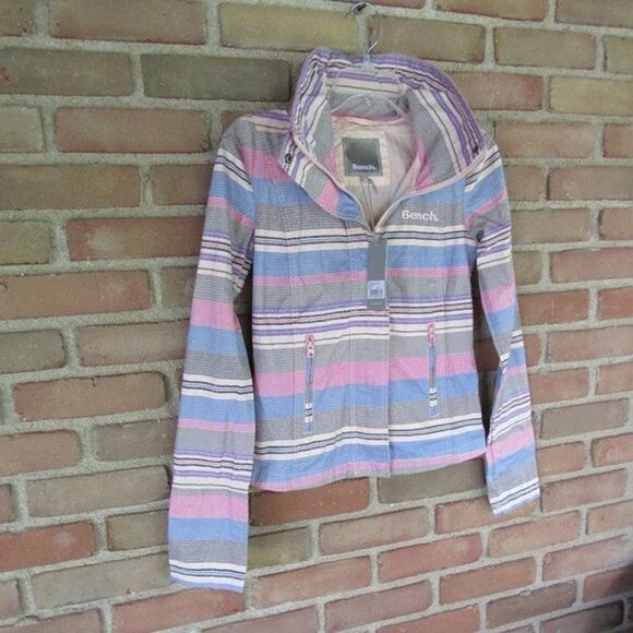 Bench. BBQ Stripe Active Jacket Womens XS Colorful Hidden Hood Outdoors Light - Picture 3 of 16